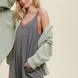 Slub Knit Romper w/ Pockets