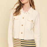 Waffle Knit Cropped Jacket