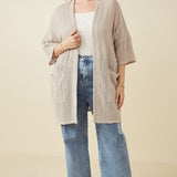 Ribbed Knit Short Sleeve Kimono (Plus)