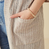 Ribbed Knit Short Sleeve Kimono (Plus)