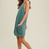 Slub Knit Romper w/ Pockets