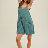 Slub Knit Romper w/ Pockets