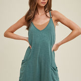 Slub Knit Romper w/ Pockets