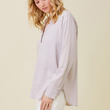 Band Collar V Neck Blouse