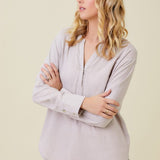 Band Collar V Neck Blouse