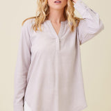 Band Collar V Neck Blouse