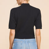 Ribbed Fine Guage Mock Neck Top