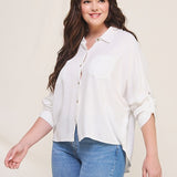 Relaxed Dolman Button Down Shirt (Plus)