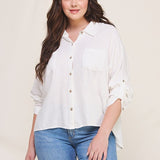 Relaxed Dolman Button Down Shirt (Plus)