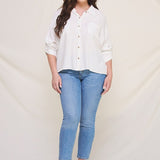 Relaxed Dolman Button Down Shirt (Plus)