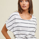 Cotton Knit Twist Cuff Tee