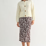 Abstract Satin Midi Skirt