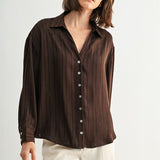 Texture Stripe Button Down Blouse