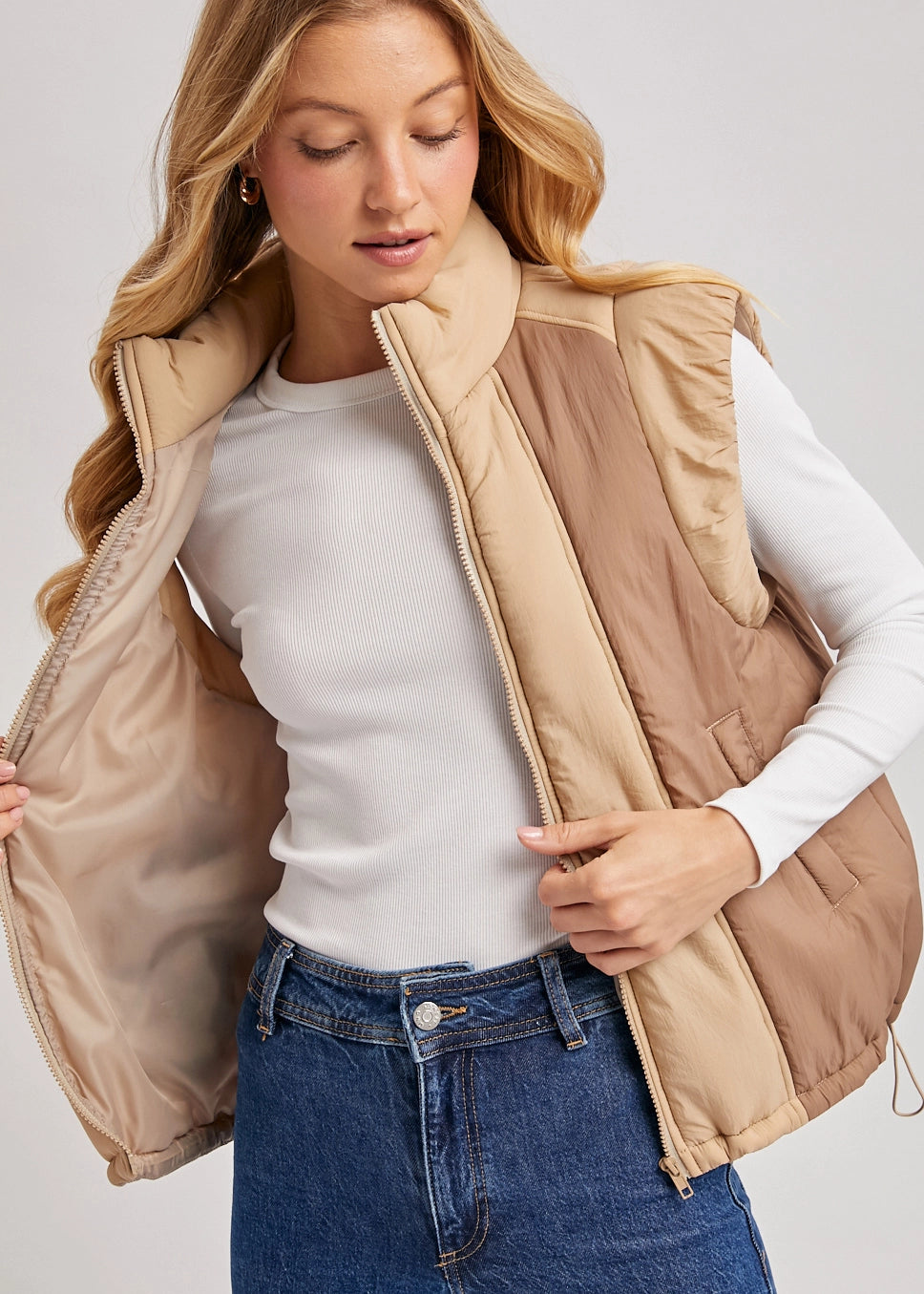 Color Contrast Puffer Vest