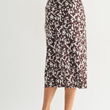 Abstract Satin Midi Skirt