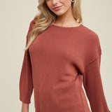 Drop Shoulder 3/4 Sleeve Sweater