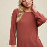 Drop Shoulder 3/4 Sleeve Sweater