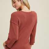 Drop Shoulder 3/4 Sleeve Sweater