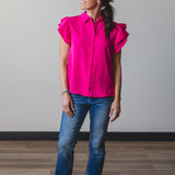 Flutter Sleeve Collared Top