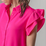 Flutter Sleeve Collared Top