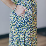 Smocked Bodice Linen Midi Dress (Dex)