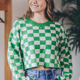 Cropped Checkered Sweater