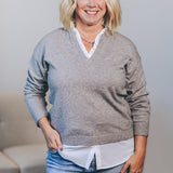 V Neck Combo Sweater