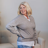 V Neck Combo Sweater