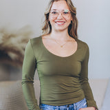 About The Basics Scoop Neck Long Sleeve