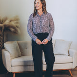 Printed Chiffon Button Down Top