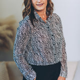 Printed Chiffon Button Down Top