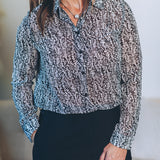 Printed Chiffon Button Down Top