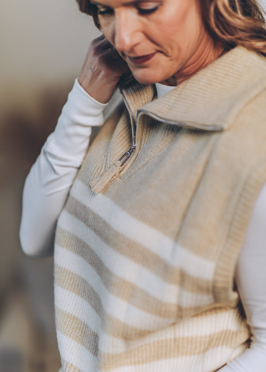 Wide Collar Half Zip Top