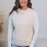 Slit Back Cable Knit Sweater Vest