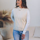 Slit Back Cable Knit Sweater Vest