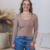 About The Basics Striped Scoop Neck Long Sleeve