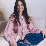 Floral Button Cropped Sweater Cardi