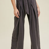 Waist Tie Slub Knit Pants