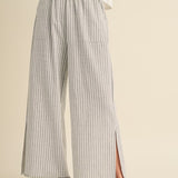 Raw Edge Striped Linen Pant