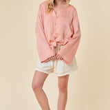 Front Tie Button Down Blouse