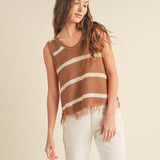 What The Fringe Striped Sweater Tank