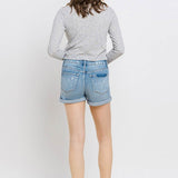 Double Button Cuffed High Rise Short (Vervet)