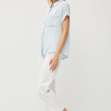Chambray Roll Sleeve Button Down