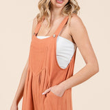 Linen Pleated Overall Jumpsuit