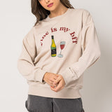 "Wine Is My BFF" Oversized Sweatshirt