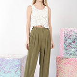 Linen Pleated Wide Leg Pant (Plus)