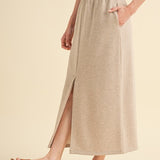 French Terry Front Slit Midi Skirt