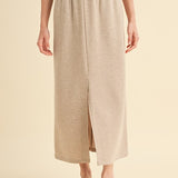 French Terry Front Slit Midi Skirt