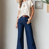 Wide Leg Double Pocket Denim Pant