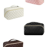 Leather Checkered Makeup Bag